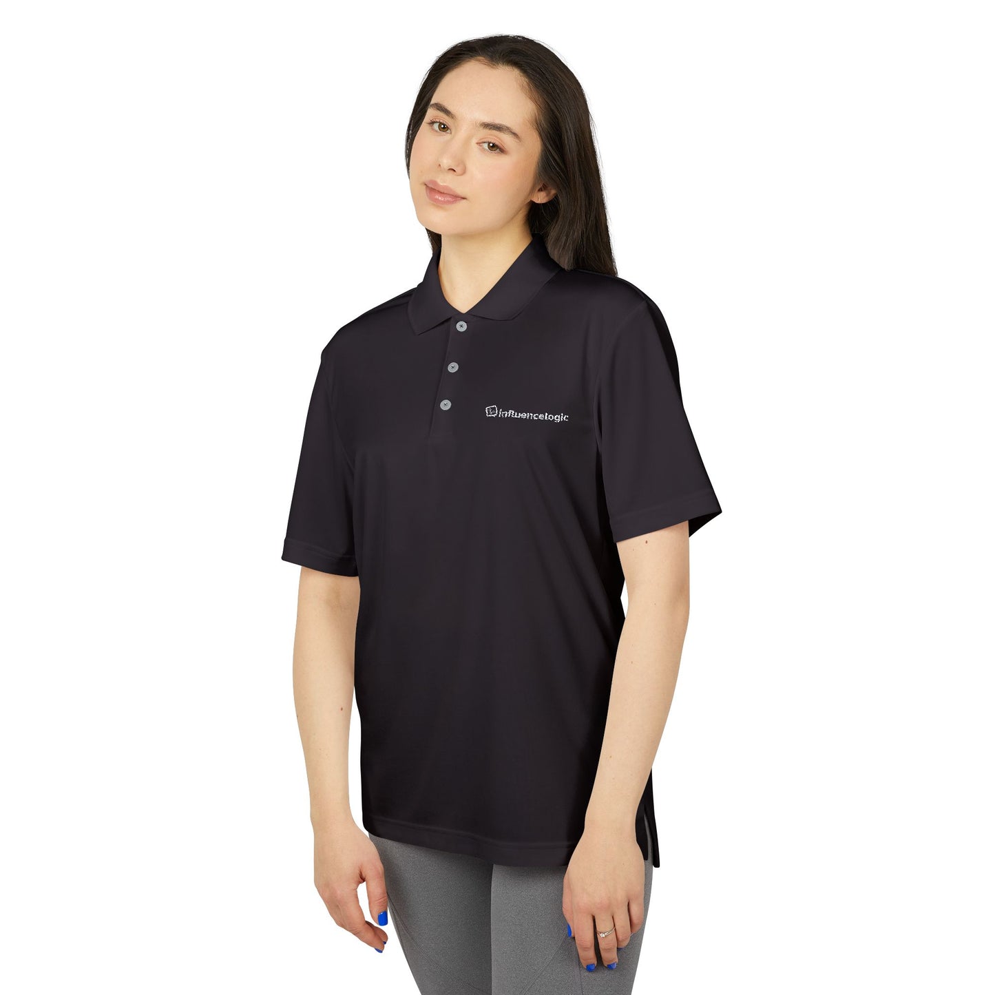 InfluenceLogic Black adidas Unisex Performance Polo (Embroidered)