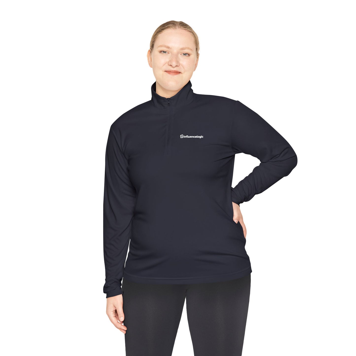 InfluenceLogic Unisex Quarter-Zip Pullover - White Logo